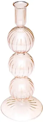 Vondels kandelaar glas bubble 9x25cm luster amber