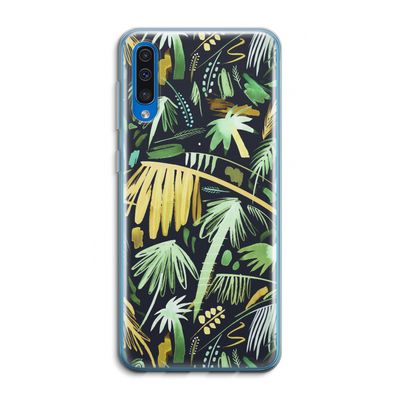 Tropical Palms Dark: Samsung Galaxy A50 Transparant Hoesje