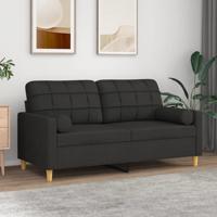 Tweezitsbank met sierkussens 140 cm stof zwart