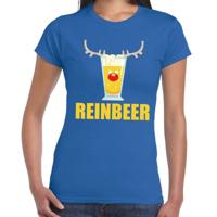 Foute Kersttrui t-shirt - Reinbeer - blauw - voor dames - drank thema - korte mouwen