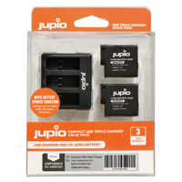 Jupio Kit: Battery GoPro HERO5/6/7 & HERO (2018) accu (2x) + USB Triple Charger CGP1003V3 - thumbnail