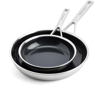 KitchenAid Koekenpannenset - Multi-Ply RVS - ø 20 & 28 cm - keramische anti-aanbaklaag