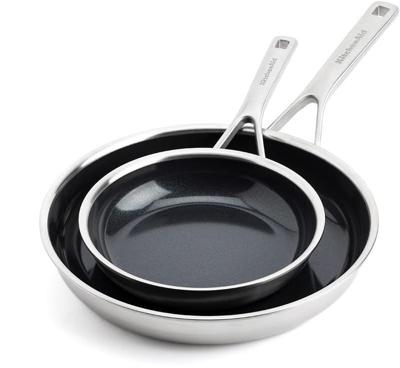 KitchenAid Koekenpannenset - Multi-Ply RVS - ø 20 & 28 cm - keramische anti-aanbaklaag