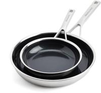 KitchenAid Koekenpannenset - Multi-Ply RVS - ø 20 & 28 cm - keramische anti-aanbaklaag