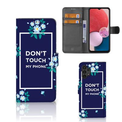 Samsung Galaxy A13 (4G) Portemonnee Hoesje Flowers Blue DTMP Samsung Galaxy A13 (4G) Portemonnee Hoesje Flowers Blue DTMP