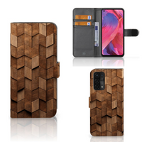 Book Style Case voor OPPO A54 5G | A74 5G | A93 5G Wooden Cubes - thumbnail