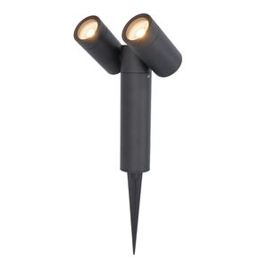HOFTRONIC™ Pinero double dimbare LED prikspot - 2700K warm wit - GU10 - 5 Watt - Kantelbaar - Tuinspot - Voor buiten en binnen - Zwart - 3 jaar garantie