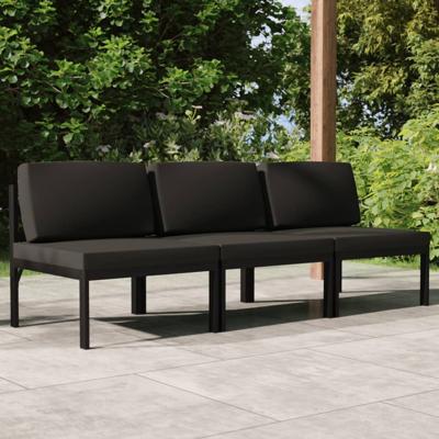 Tuinbank 3-zits met kussens aluminium antracietkleurig