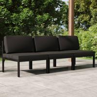 Tuinbank 3-zits met kussens aluminium antracietkleurig