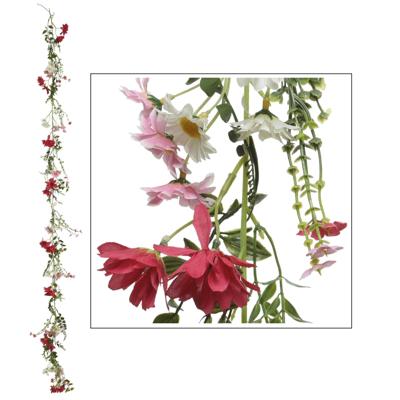 Planten slinger - kunstplant - roze - 180 cm - kunsttakken - roze/witte bloemetjes Planten slinger - kunstplant - roze - 180 cm - kunsttakken - roze/witte bloemetjes