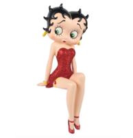 Betty Boop Zittend Op Plank In Rode Jurk Beeldje - 25cm - thumbnail