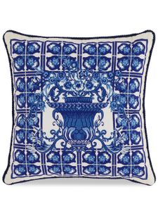 Dolce & Gabbana coussin à imprimé Majolica - Bleu