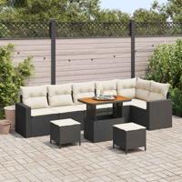 Tuinbankenset 9 pcs Zwart poly rattan