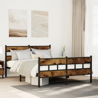 Bedframe zonder matras metaal gerookt eikenkleurig 140x200 cm