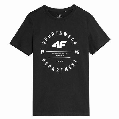 Kinder-T-Shirt met Korte Mouwen 4F M294 Deep Zwart - Maat: 11-12 Jaar