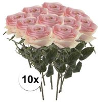 10x Licht roze rozen Simone kunstbloemen 45 cm