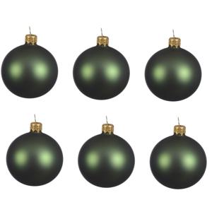 6x Kerstballen - glas - donkergroen - 8 cm - mat