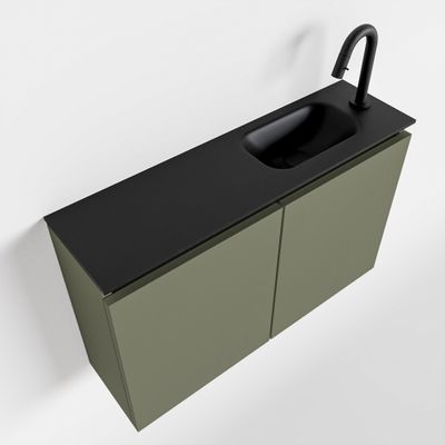 Toiletmeubel Mondiaz Ture | 80 cm | Meubelkleur Army | Eden wastafel Urban Rechts | 1 kraangat