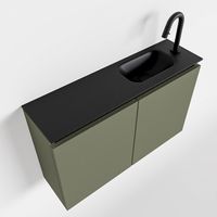 Toiletmeubel Mondiaz Ture | 80 cm | Meubelkleur Army | Eden wastafel Urban Rechts | 1 kraangat