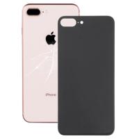 Gemakkelijk vervanging grote camera gat glas terug batterij cover met lijm voor iPhone 8 plus (zwart)