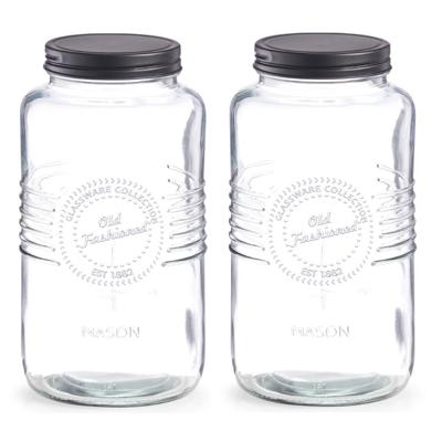 Zeller voedsel voorraadpotten - 2x - Old Fashioned - glas - 12 x 23 cm - bewaarpot - 2 liter