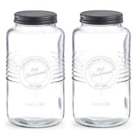 Zeller voedsel voorraadpotten - 2x - Old Fashioned - glas - 12 x 23 cm - bewaarpot - 2 liter