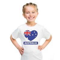 Australie hart vlag t-shirt wit jongens en meisjes - thumbnail