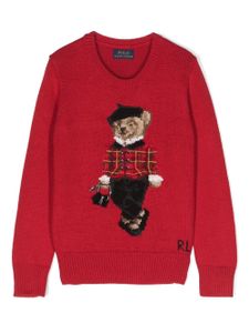 Ralph Lauren Kids pull en maille intarsia à logo Polo Bear - Rouge