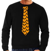 Halloween thema verkleed sweater / trui vleermuis stropdas zwart voor heren