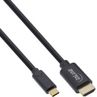 InLine 64112 video kabel adapter 2 m USB Type-C HDMI Zwart