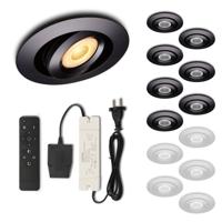 Set LED-inbouwspot met afstandsbediening Piccolo zwart 3W dimbaar 1-12 stuks