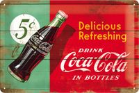 Coca-Cola Delicious Refreshing Groen Metalen Wandplaat 30x20cm - thumbnail
