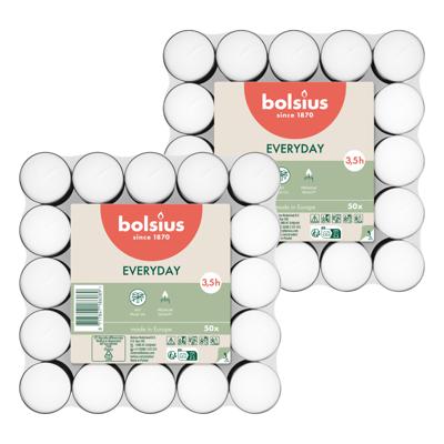 Bolsius Waxinelichtjes - 100x stuks - 3,5 branduren - kaarsjes - lichtjes