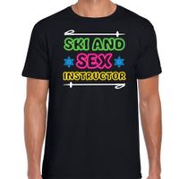 Apres ski t-shirt voor heren - ski and sex instructor - zwart - wintersport Apres ski t-shirt voor heren - ski and sex instructor - zwart - wintersport
