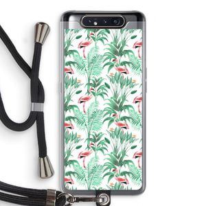 Flamingo bladeren: Samsung Galaxy A80 Transparant Hoesje met koord