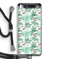 Flamingo bladeren: Samsung Galaxy A80 Transparant Hoesje met koord Flamingo bladeren: Samsung Galaxy A80 Transparant Hoesje met koord