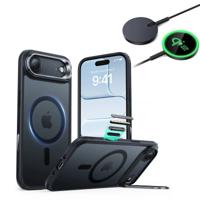 iPhone Air Bundle Classic Hybrid Magnetic Case (Camera Control, Stash Stand) and Magnetic Charging Pad (Qi2) - Frosted Black