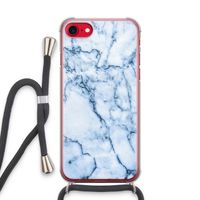 Blauw marmer: iPhone SE 2020 Transparant Hoesje met koord