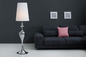 Edele design vloerlamp LUCIE 160cm zilverwitte vloerlamp in barokstijl - 38572