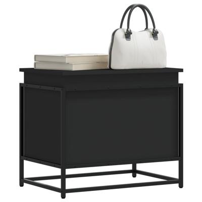 Opbergbox met deksel 60x40x51,5 cm bewerkt hout zwart