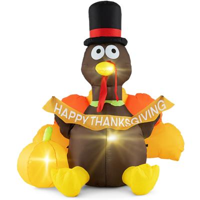 150 cm Opblaasbare Kalkoen met Pompoen Thanksgiving-decoratie met LED-verlichting