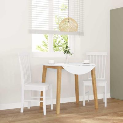 Eetkamerstoelen met kussens 2 st massief hout rubber wit