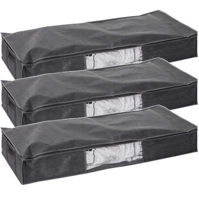 5Five Dekbed/kussens opberghoes - 3x - antraciet grijs - met vacuumzak - 100 x 45 x 15 cm
