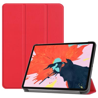 Custer textuur horizontale Flip PU lederen case voor iPad Pro 12 9 inch (2018) met drie-opvouwbare houder & slaap/Wake-up functie (rood)