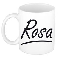 Rosa voornaam kado beker / mok sierlijke letters - gepersonaliseerde mok met naam - Naam mokken - thumbnail
