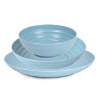 Plasticforte camping borden set - blauw - kunststof - 3 soorten - 18x stuks - onbreekbaar servies