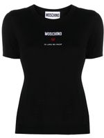 Moschino haut en maille à logo brodé - Noir - thumbnail