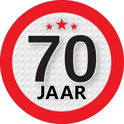 70 jaar leeftijd sticker - rond - Dia 9 cm - 70 jaar verjaardag - jubileum - leeftijd versiering