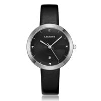 CAGARNY 6871 Fashion Life waterdichte zilveren shell stalen band quartz horloge (zwart)