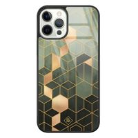 iPhone 12 Pro glazen hardcase - Kubus groen iPhone 12 Pro glazen hardcase - Kubus groen